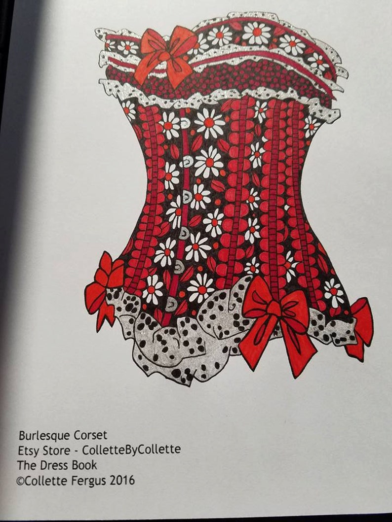 Download Burlesque Corset Printable Adult Coloring Page | Etsy