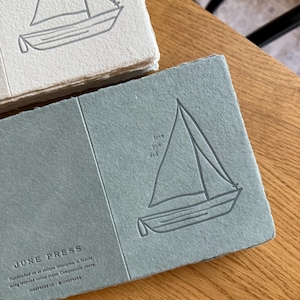 Liebe Dich Papa Karte | Letterpress Segelboot auf Büttenpapier