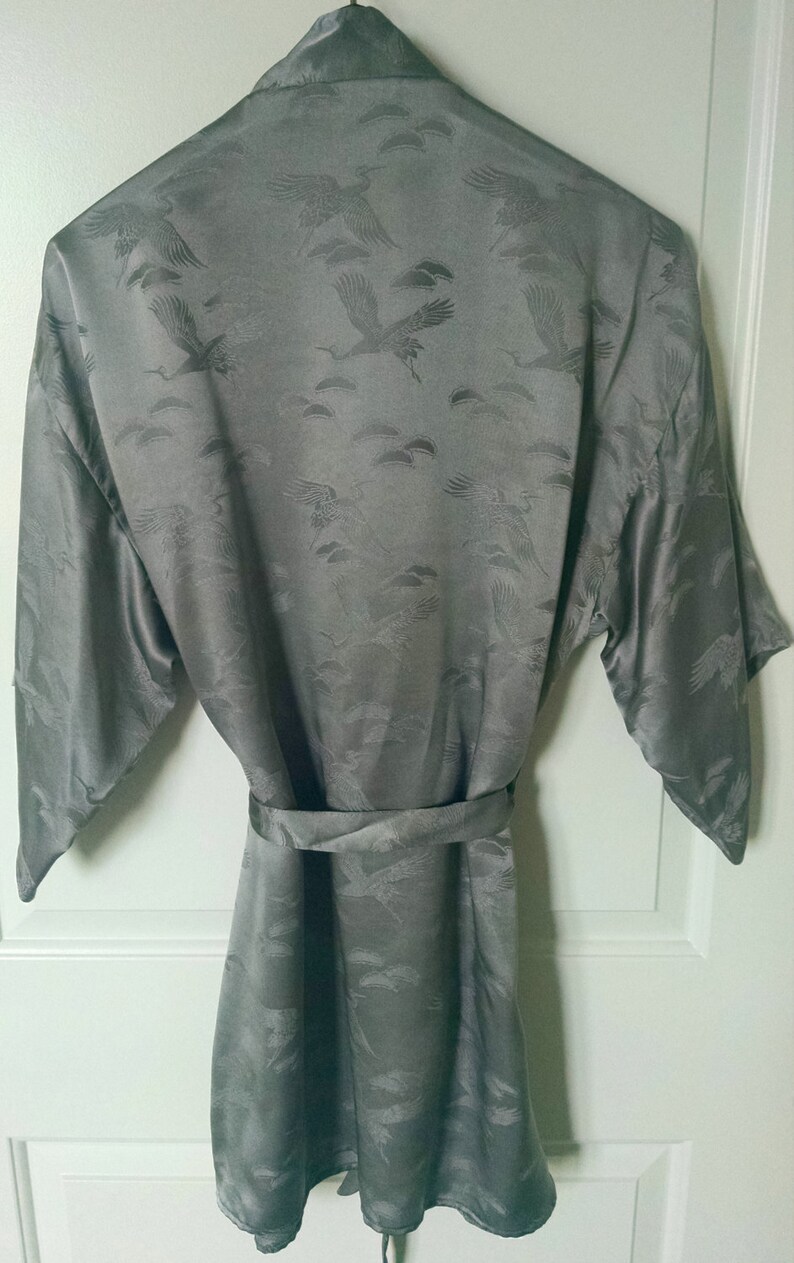Grey 100 Silk Kimono Robe Etsy