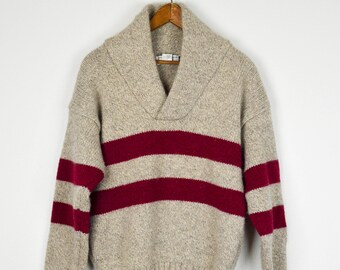 90s Wool Sweater, Vintage Clothing, 90s Clothing, Grunge Sweater, Distressed, Baggy Sweater, Boyfriend Sweater, Striped Ski Sweater