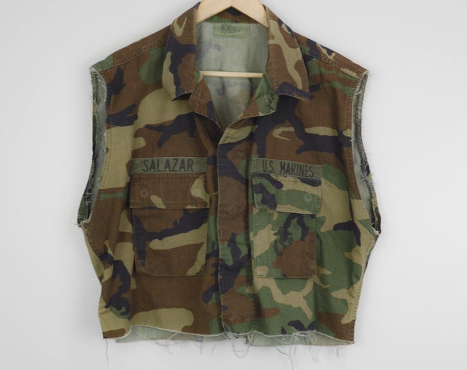 Cropped Vest Vintage Military Jacket Large, Vintage Military Clothing, Vintage Field Jacket