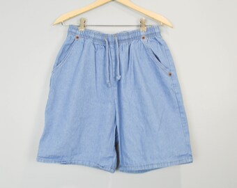 90s High Waist Jean Shorts Medium, Light Wash Shorts, Vintage Clothing, Draw String Shorts, 90s Shorts, 90s Clothing