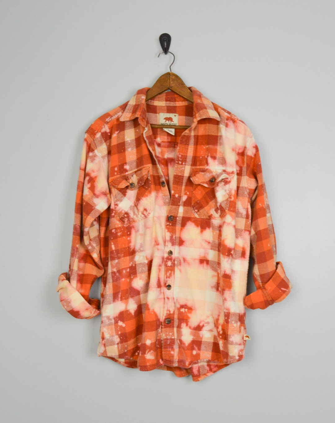 Bleached Flannel Shirt Large Grunge Flannel Cotton Flannel Etsy