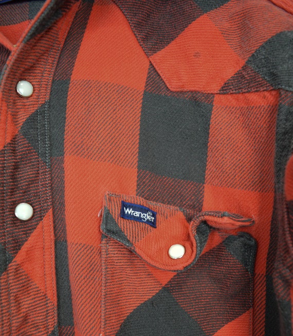 80s Distressed Vintage Wrangler Flannel Shirt Med… - image 5