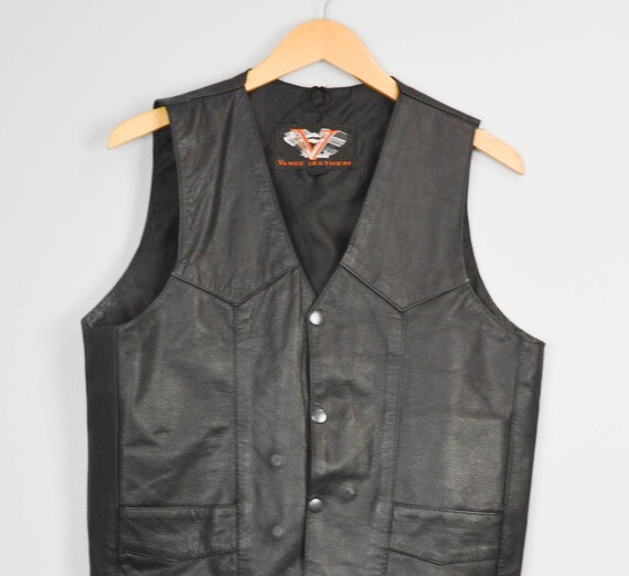 Genuine Buffalo Leather Biker Vest with 42 Patches - XL