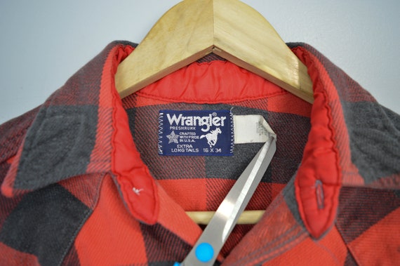 80s Distressed Vintage Wrangler Flannel Shirt Med… - image 7
