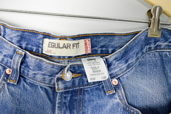 Cropped 505 Levis Jeans 34, Vintage Clothing, 90s… - image 7