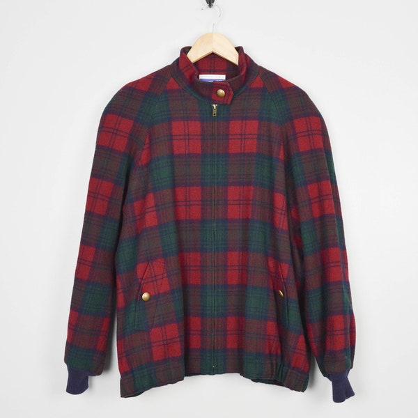 Vintage Pendleton Jacket XL, Vintage Clothing, Wool Jacket, Made in USA, Red Green Plaid Jacket, Christmas Jacket