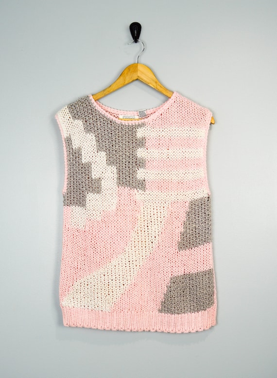 90s Sleeveless Sweater Vest Medium, Vintage Cloth… - image 1