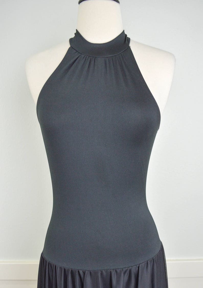 Vintage Dance Leotard Women, Ballet Black Dancewear, Skirted Leotard, Skirt Leotard, Sleeveless Leotard, Open Back Dance Leotard, Medium image 4