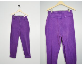 80s/90s Purple Stretch Jeans 29/30, Vintage Clothing, 80s 90s Clothing, Colored Jeans, High Waisted Jeans, Mom Jeans, Medium, Hip Hop Jeans