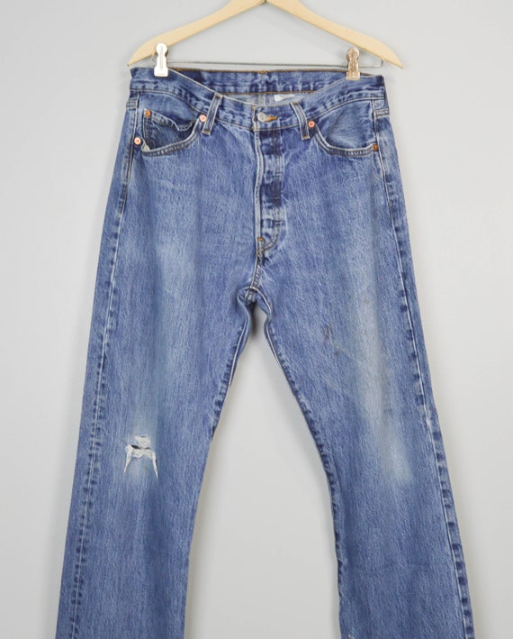 Vintage Distressed 501 Levis Jeans 33/34W, Vintag… - image 2