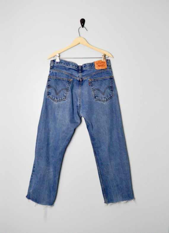 Cropped 505 Levis Jeans 34, Vintage Clothing, 90s… - image 3