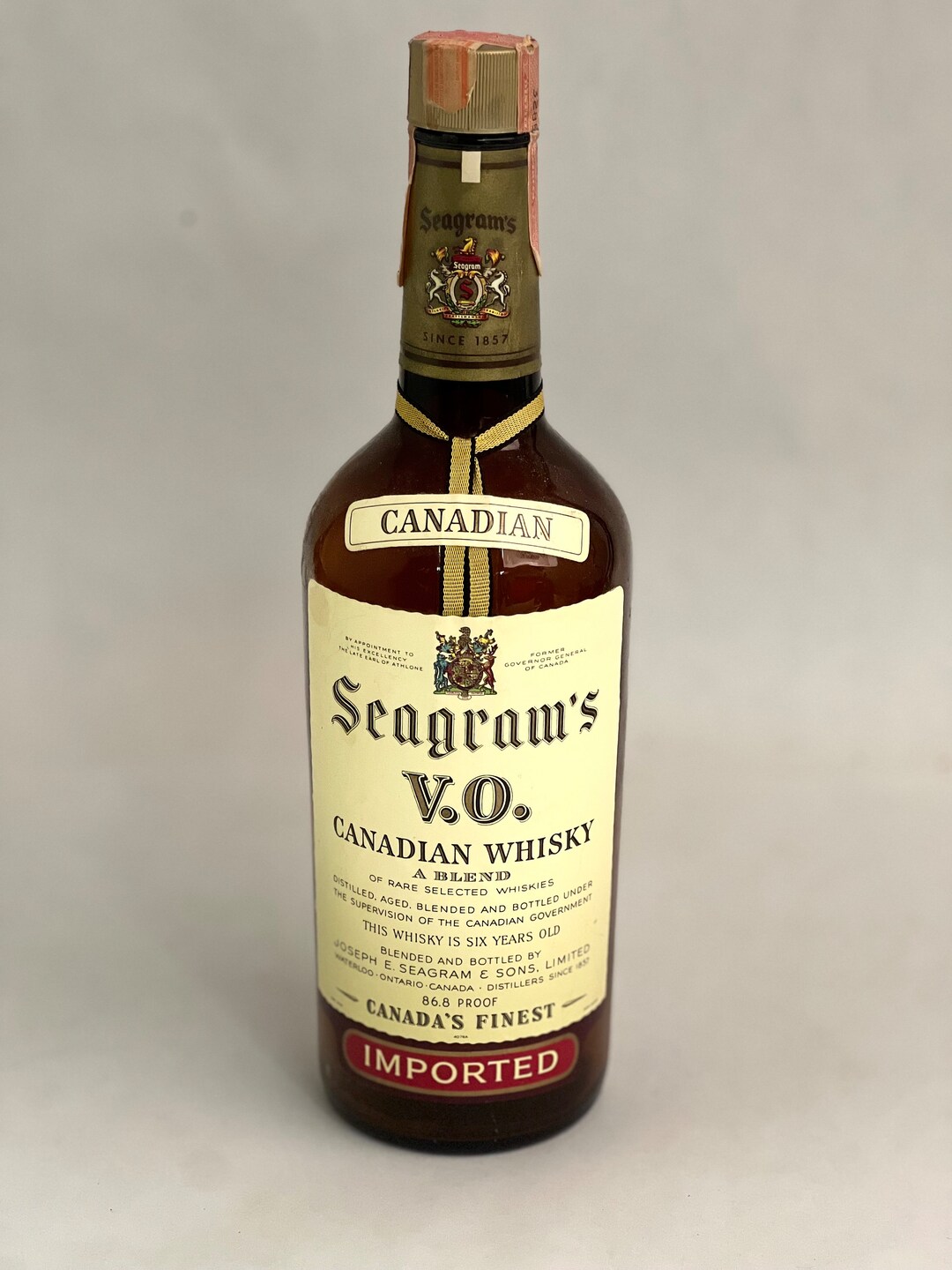 Seagrams Canadian Whiskey Empty Bottle 750ml With Cap Etsy