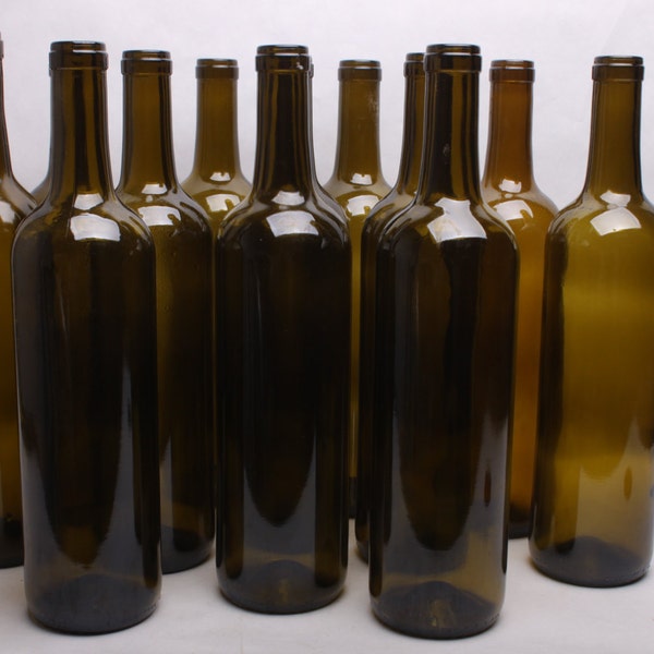 Dark Olive Empty Bordeaux Style  Wine Bottle for any Quantity