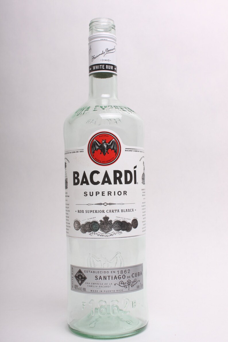 Empty Liquor Bottle Bacardi Superior Rum 1 Litre Etsy