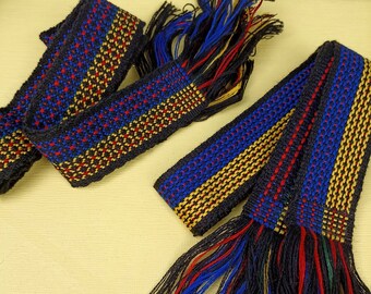 Ukrainian Woven Sash, Ukrainian belt, Blue Yellow Woven Belt, Ethnic tie belt, Gift from Ukraine