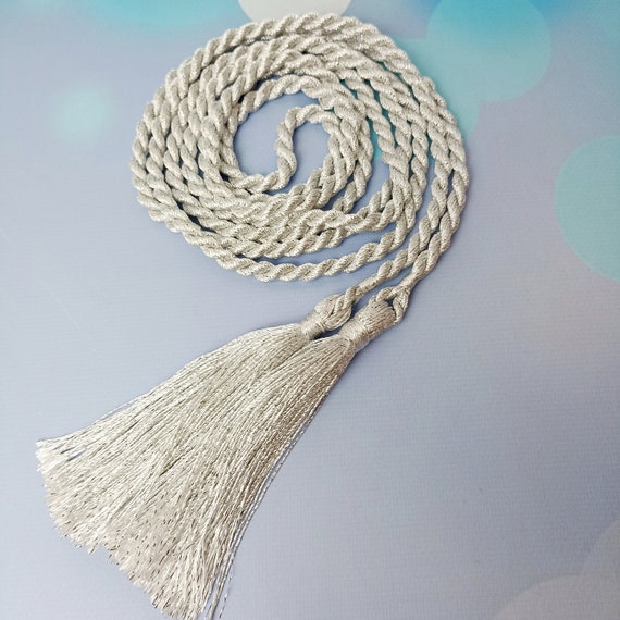 Silver Braided Rope Belt With Tassels: Bohemian Wedding  display picture 3