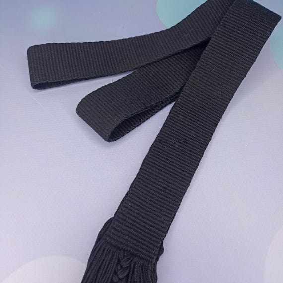 Black Cotton Woven Tie Belt: Vegan Sash With Braided Fringe - Etsy