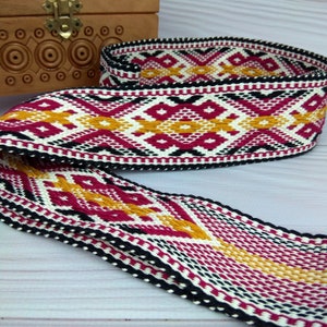 Handmade Woven Cotton Belt: Embroidered Ukrainian Tie Belt