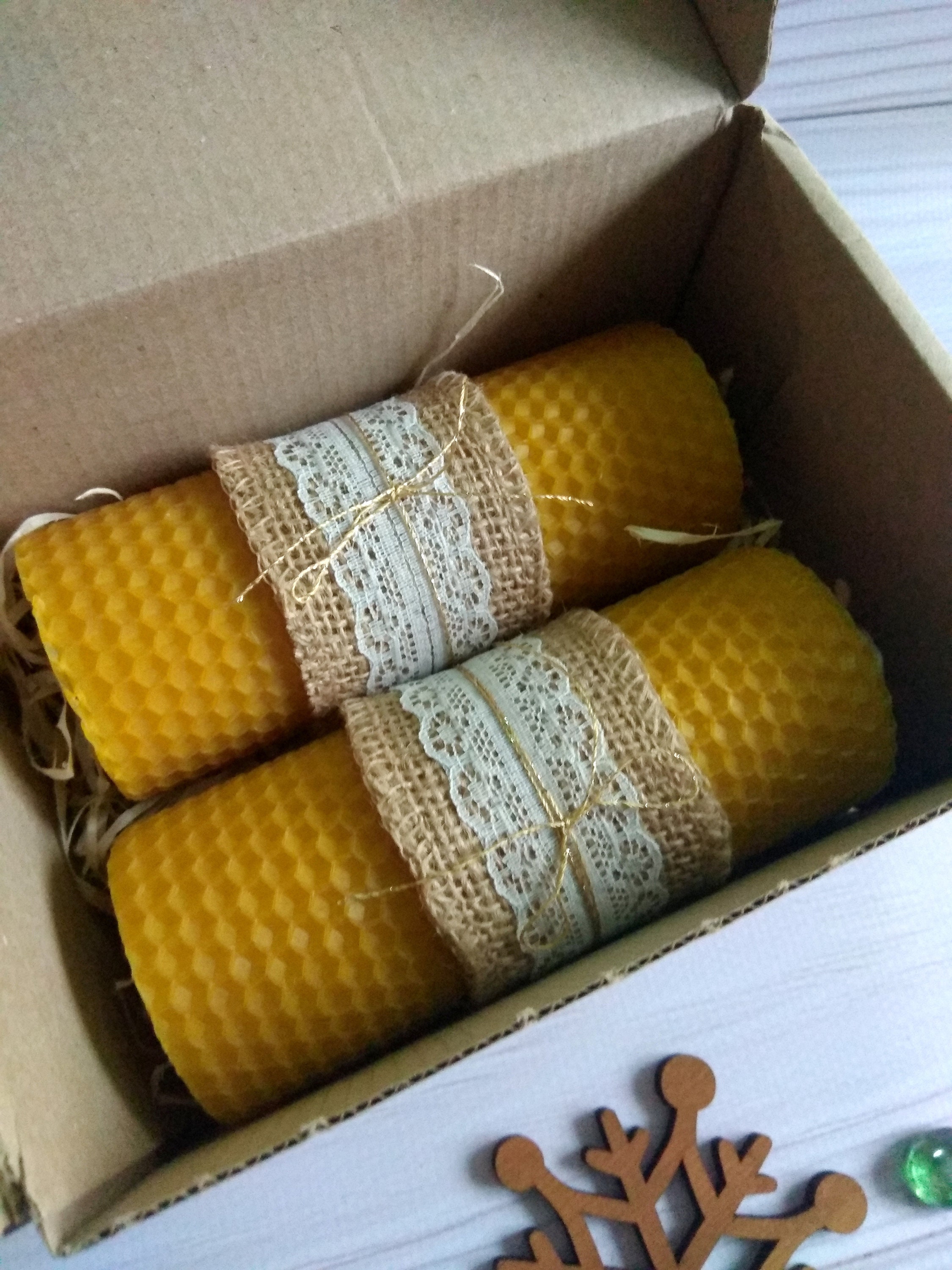 Beeswax Candles 2 pcs Honey Candles Pure Beeswax Etsy