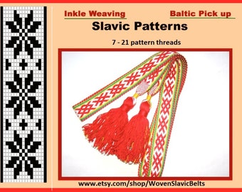 Inkle weaving Baltic Pick-up Slavic Patterns Album / Collection of 27 schemes for 7-21 threads