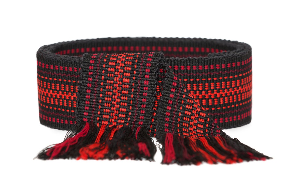 Ukrainian Woven Sash Belt Black Red Slavic Sash Traditional - Etsy Canada