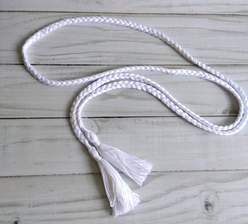 White Braided Rope Belt With Tassels Handmade Cotton Dress Etsy