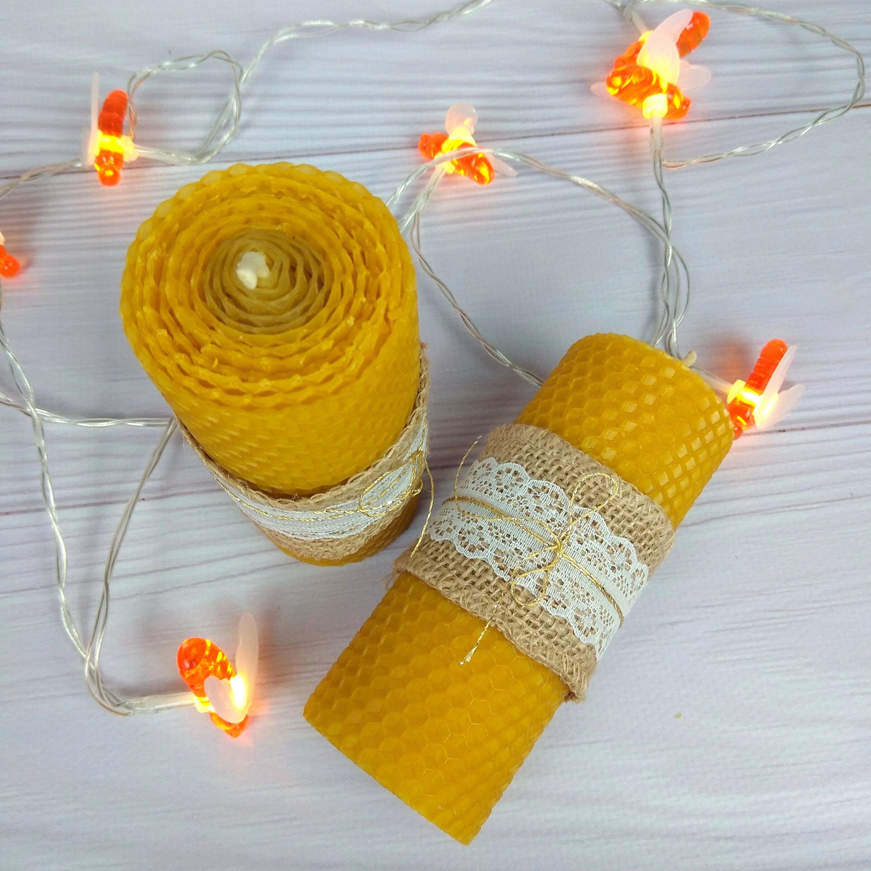 Beeswax Candles 2 pcs Honey Candles Pure Beeswax Etsy