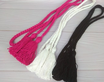 Black Colorful Metallic Thread Long Woven Braided Rope 