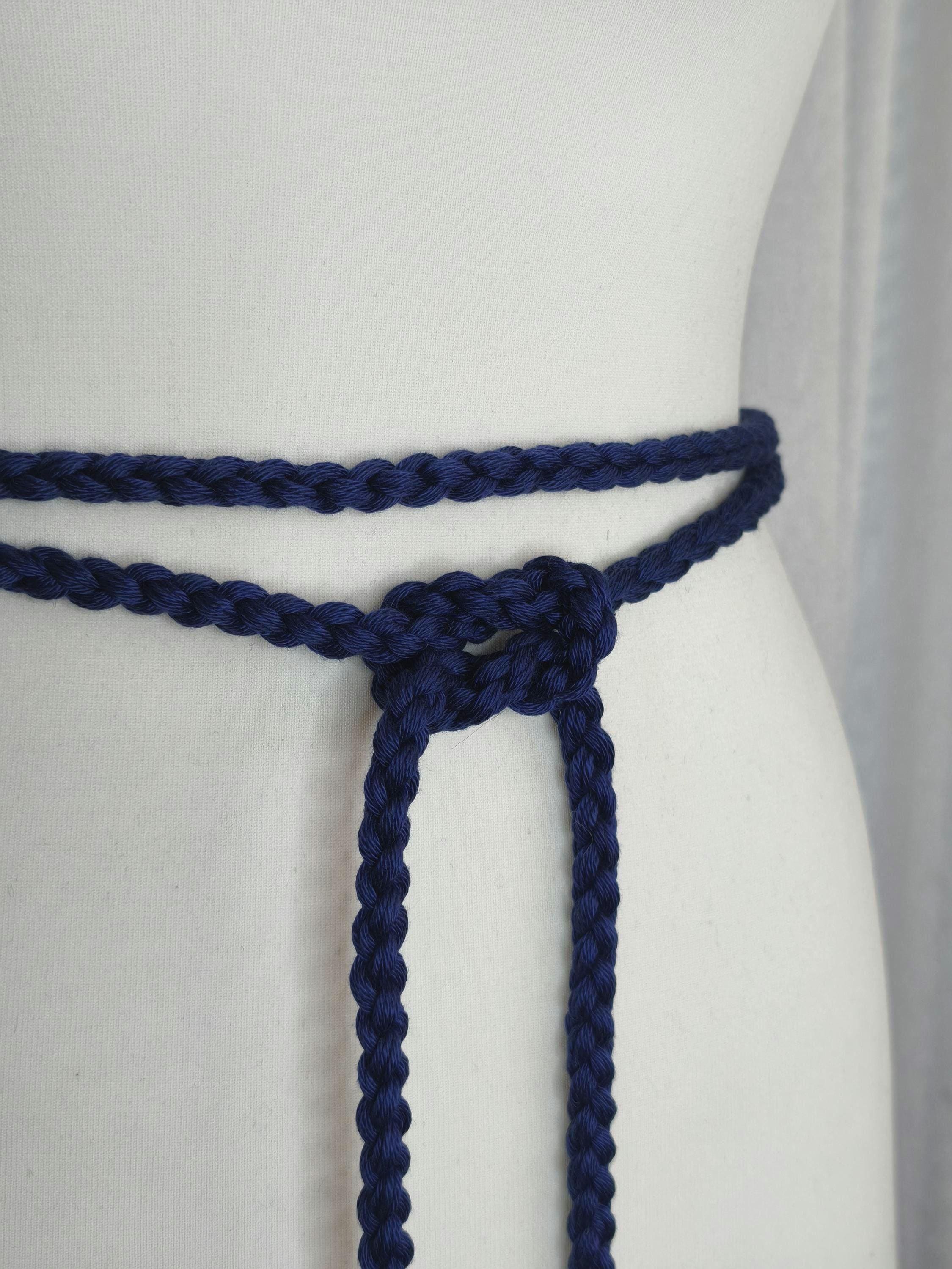 Women’s Navy Beaded Rope Belt - Stylish Waist Tie Kefley Braided Boho Belt for Women Thin Beaded Bohemian Rope  main image 2