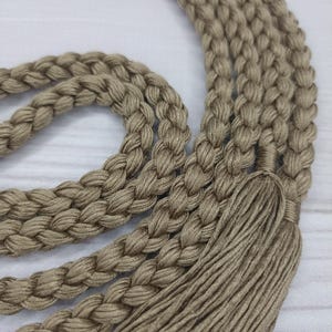 Handmade Braided Silk Belt: Brown Twisted Cord Tie Belt