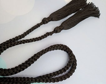 Schwarzer Seilgürtel mit Quasten, Verdrehter Taillengürtel Frauen, Kordelgürtel, Handgeflochtener Gürtel für Vyshyvanka