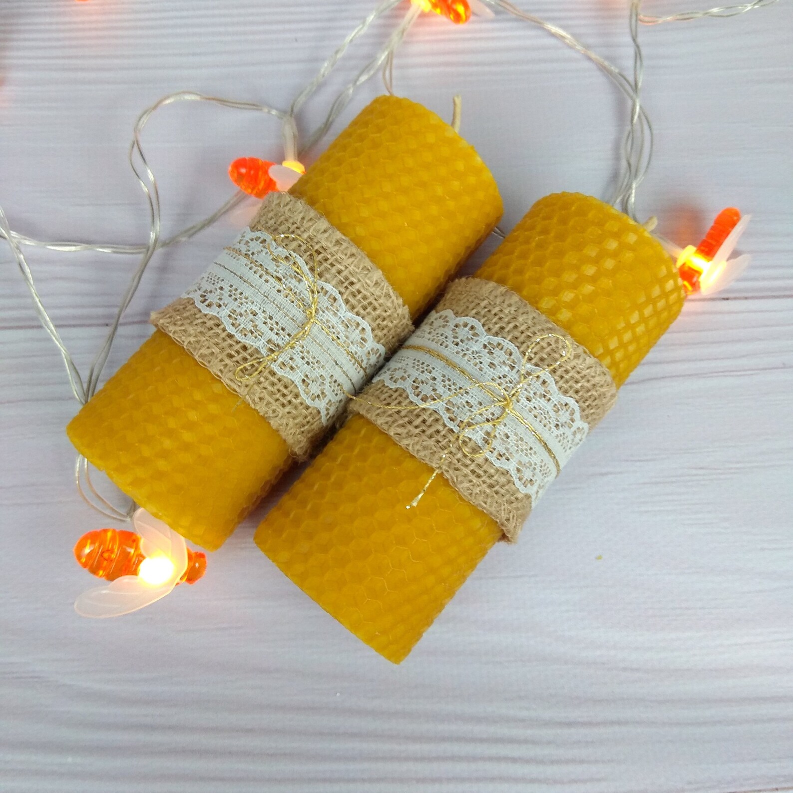 Beeswax Candles 2 pcs Honey Candles Pure Beeswax Etsy