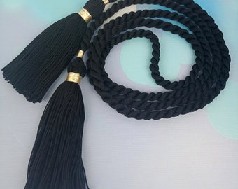 90s Vintage Wide Black Jute Braided Chord Belt - Etsy