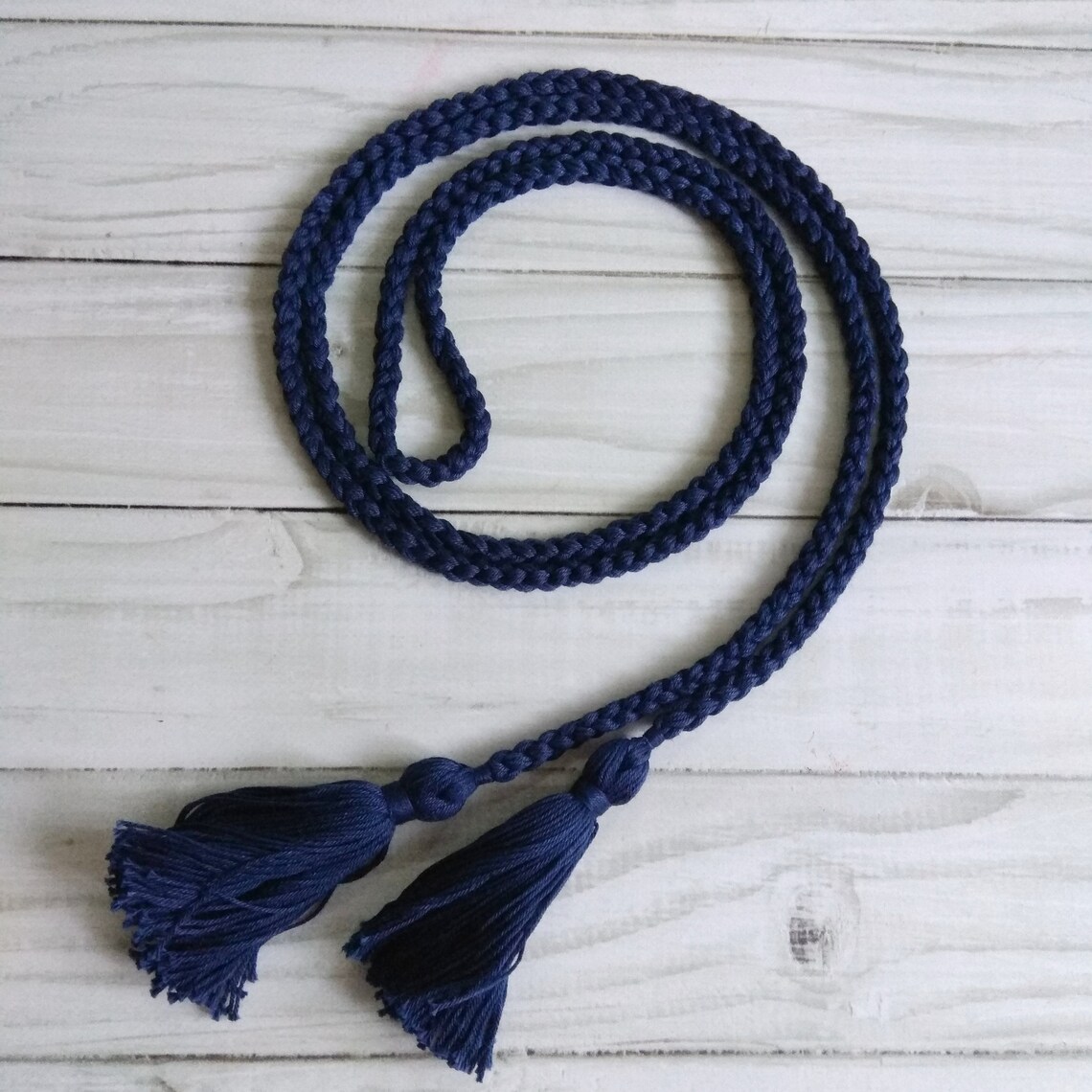 Navy Braided Rope Belt With Tassels Handmade Cotton Dress Etsy Canada
