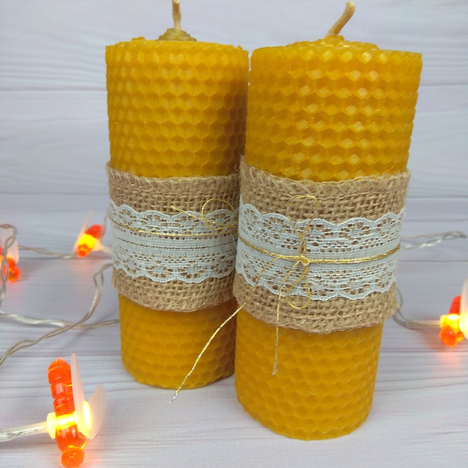 Beeswax Candles 2 pcs Honey Candles Pure Beeswax Etsy