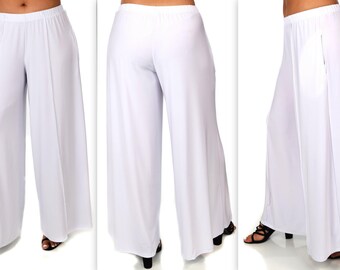 plus size white flowy pants