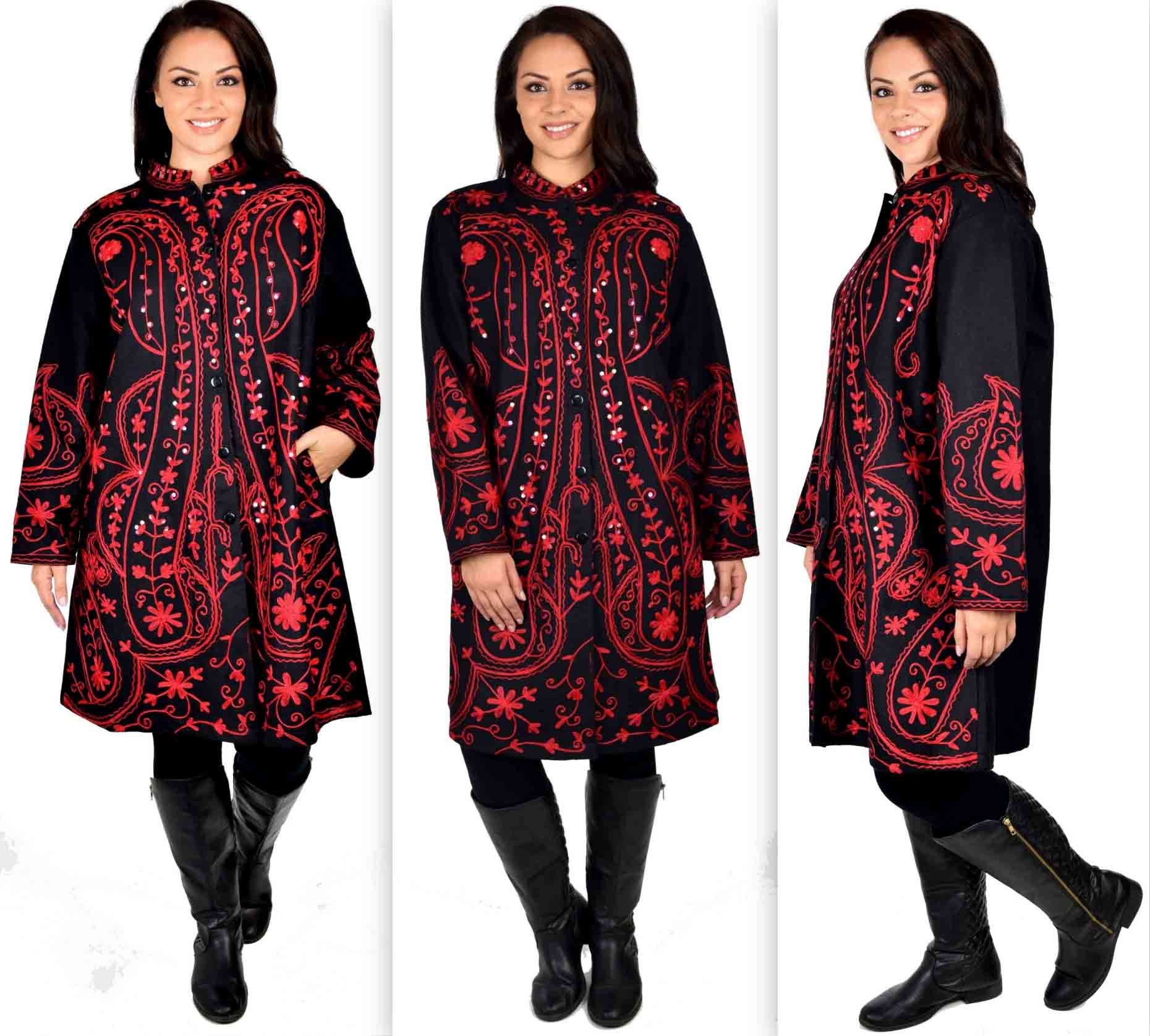 Hand embroidered wool coat Women Wool Coat Winter wool coat. Etsy