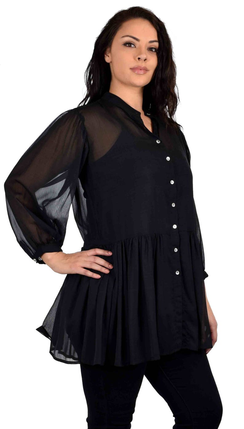 ComfyPlus Baby doll Tunic Chiffon Tunic Plus size Tunic 2 Etsy