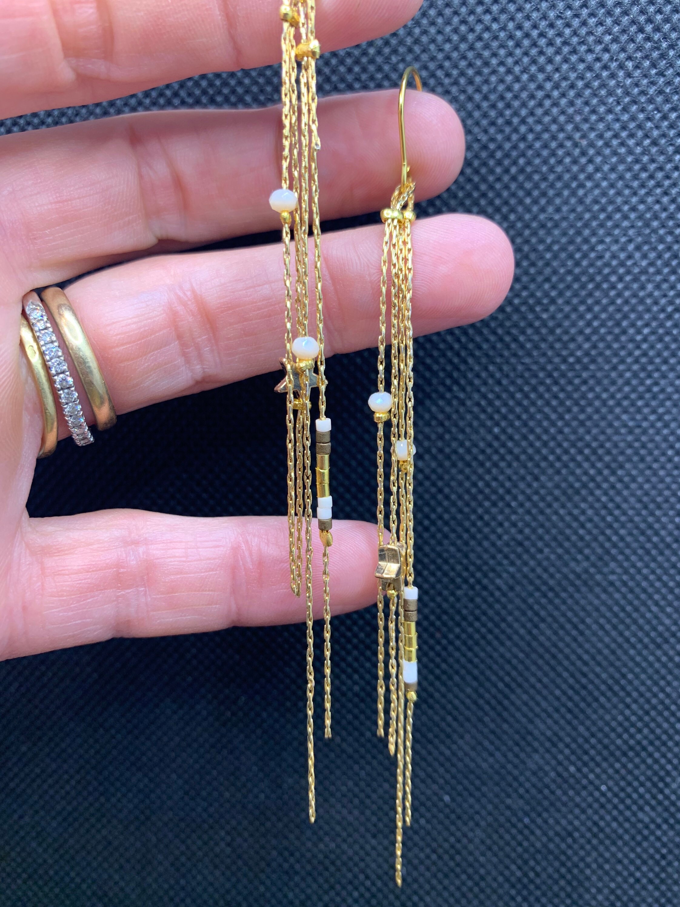 Unique dangly earrings with bead details Etsy