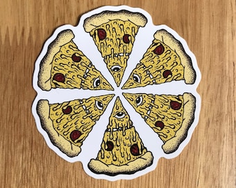 Pizza Creature Full Pizza Sticker | Die-Cut Window, Skateboard, Car, Wall Decal, Laptop Vinyl Sticker