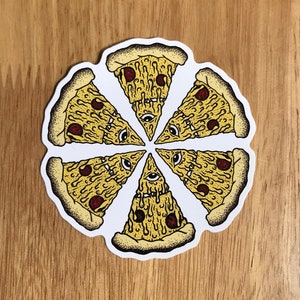Pizza Creature Full Pizza Sticker | Die-Cut Window, Skateboard, Car, Wall Decal, Laptop Vinyl Sticker