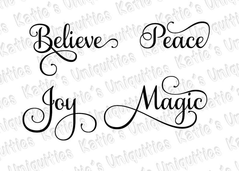 Download Christmas Words Believe Peace Joy Magic SVG DXF PNG ...