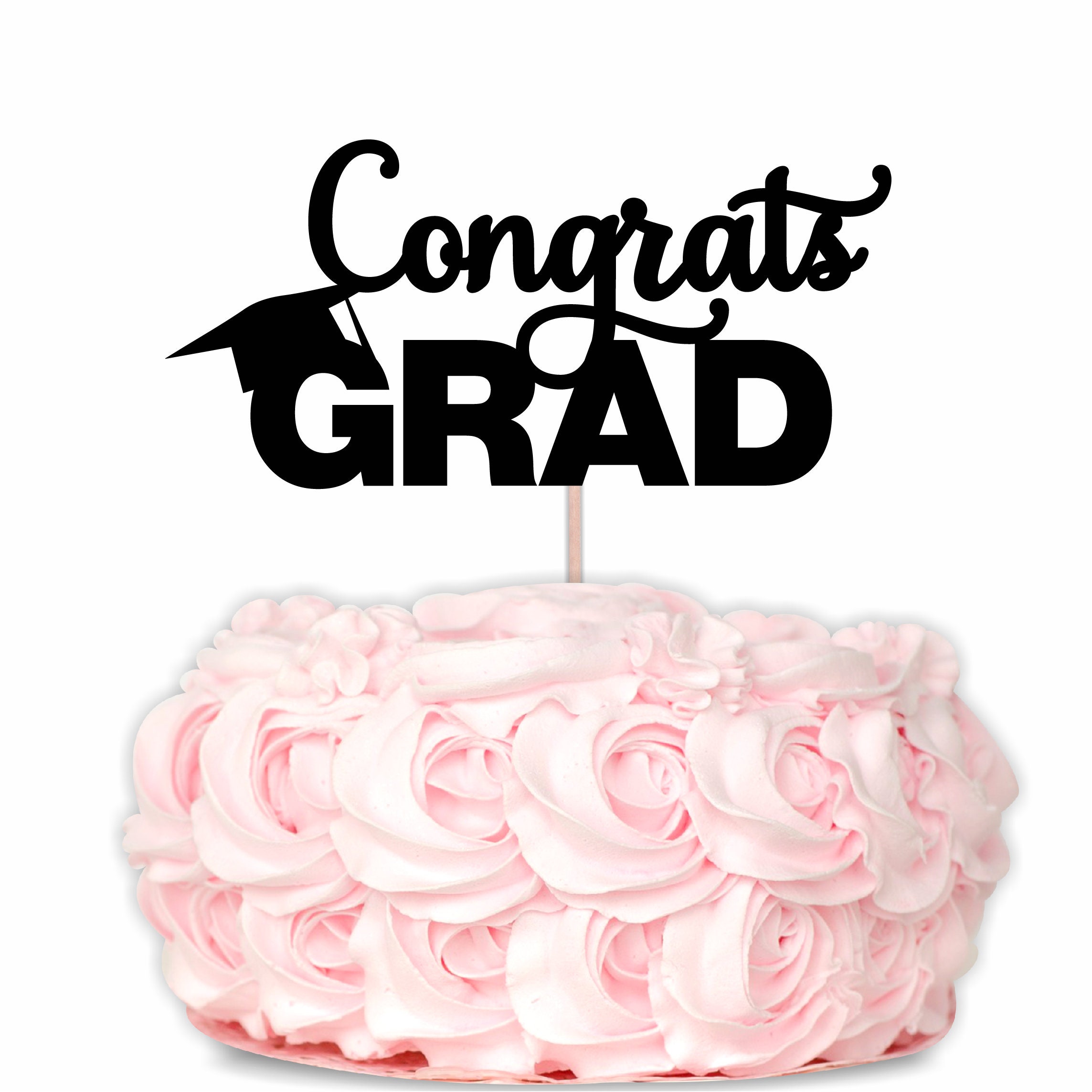 Congrats Grad Purple Letters Graduation Edible Cake Topper Image Frame  ABPID08215