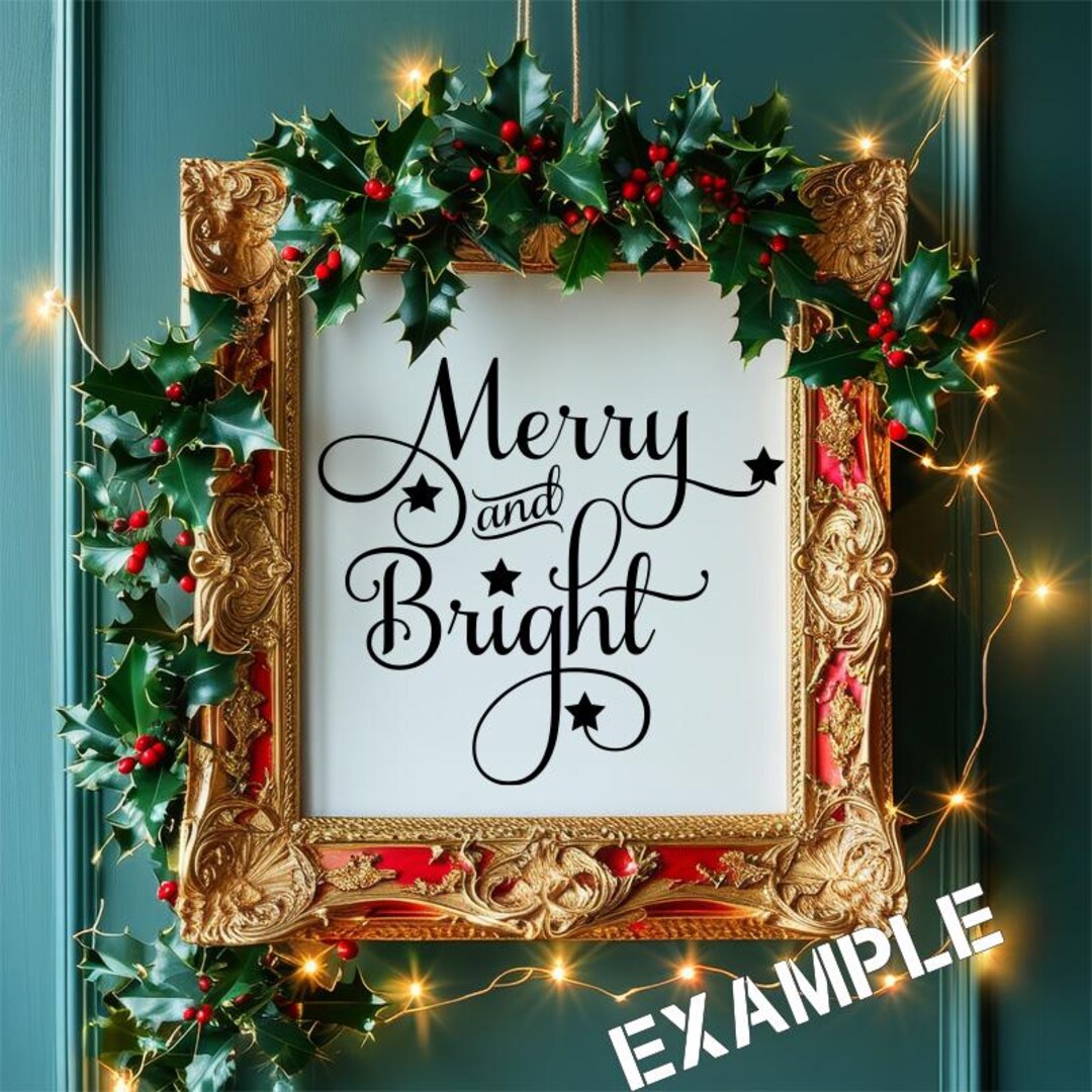 Merry and Bright SVG PNG | Christmas Holiday Digital Cut File Set | 3 ...