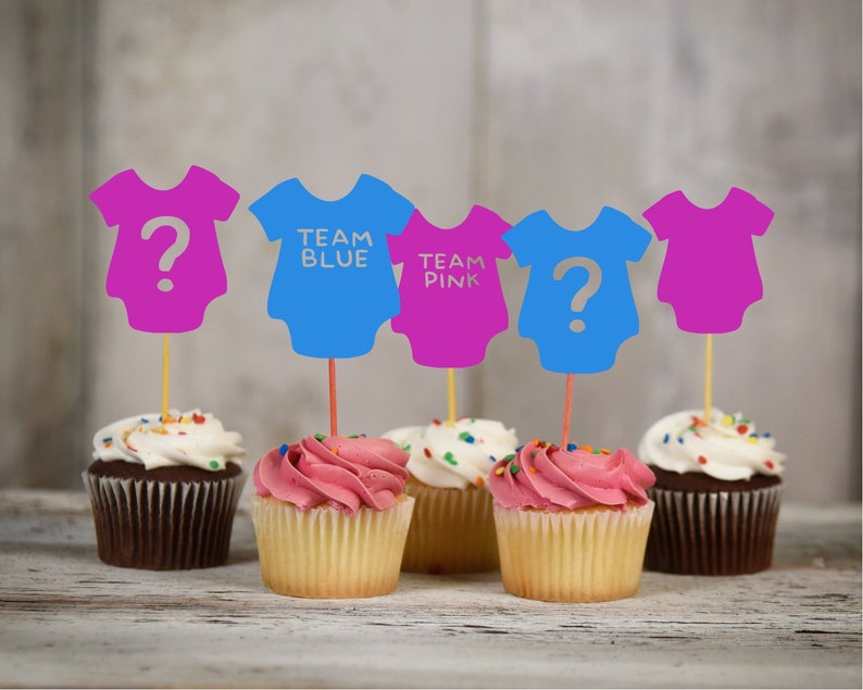 Baby Shower Gender Reveal Cupcake Picks Cake Toppers Etsy Baby Shower Gender Reveal Cupcake Picks Cake Toppers Etsy
