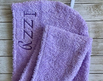 Child Head Turban Towel Wrap:  100% Terry Cloth Cotton Wrap For Drying Wet Hair / Kids TwistyWrap Elastic Secure  Child Gift Lavender Purple