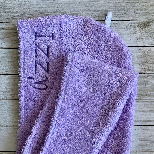 Child Head Turban Towel Wrap:  100% Terry Cloth Cotton Wrap For Drying Wet Hair / Kids TwistyWrap Elastic Secure  Child Gift Lavender Purple