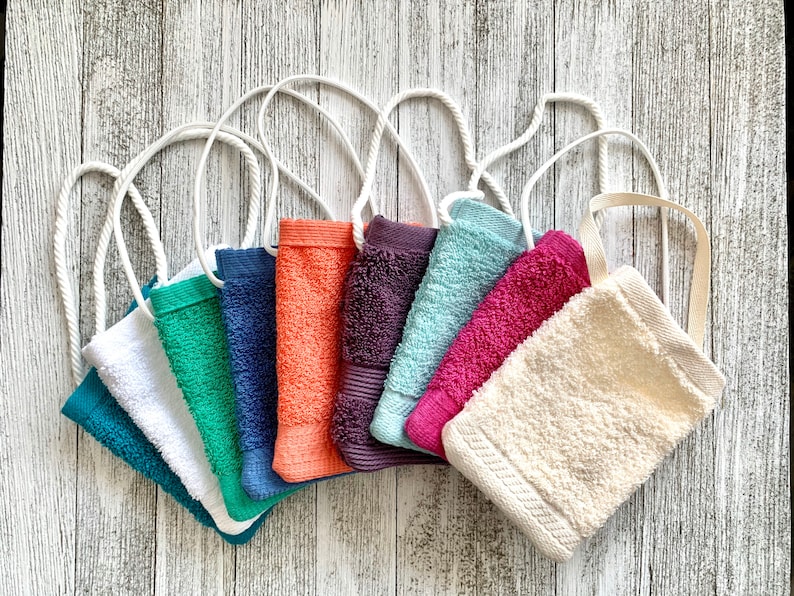 SOAP SAVER BAG Holder Soap Pouch Terry Cloth Cotton blue Etsy